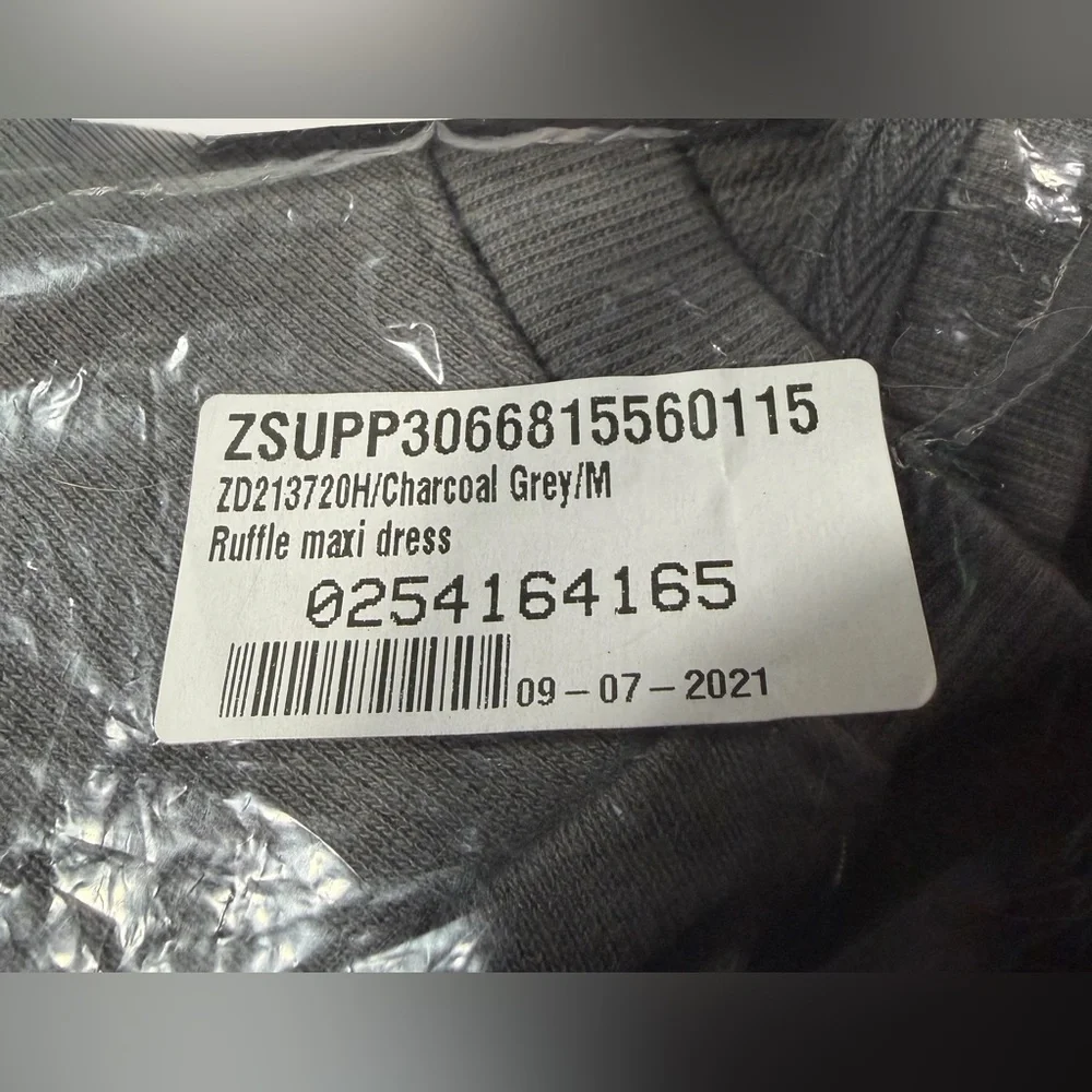 REVOLVE Z Supply NWT Ruffle Henley Maxi Dress Charcoal Gray Long Sleeve, Medium. - Picture 12 of 14
